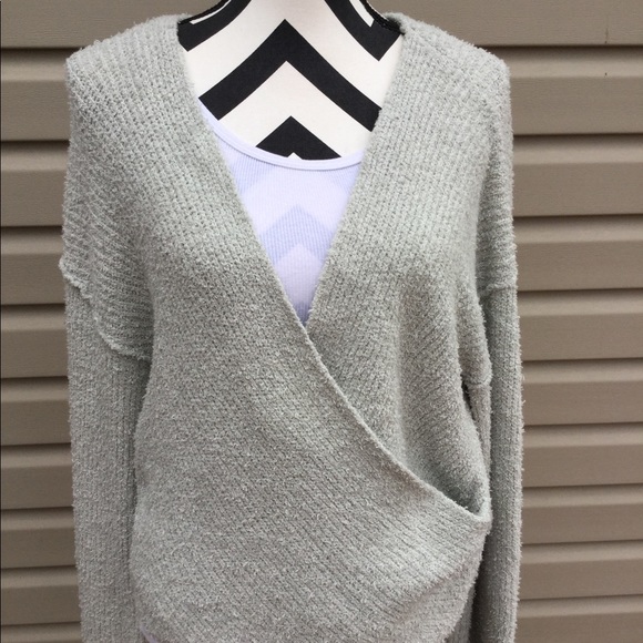 New Free People Gray Sensual Wrap Sweater - Picture 6 of 8